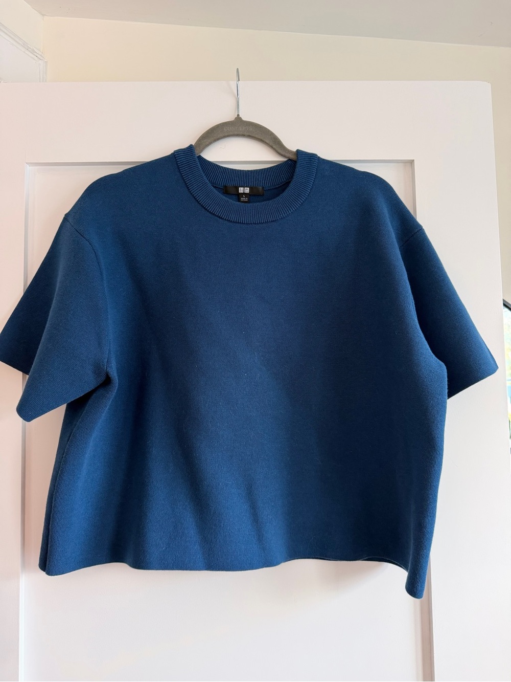 Uniqlo Boxy Short-Sleeve Knit Top - Deep Blue